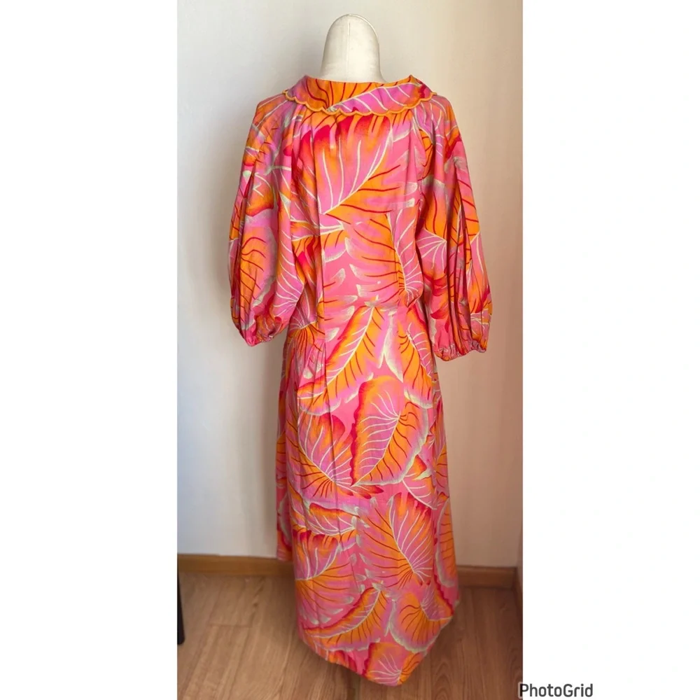 Anthropologie Farm Rio Bright Forest Midi Dress Size Medium - Picture 3 of 7